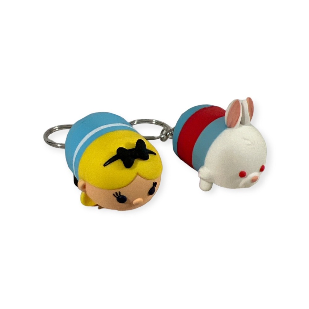 Disney TSUM TSUM Set of 2 Keychains ALICE IN WONDERLAND and WHITE RABBIT